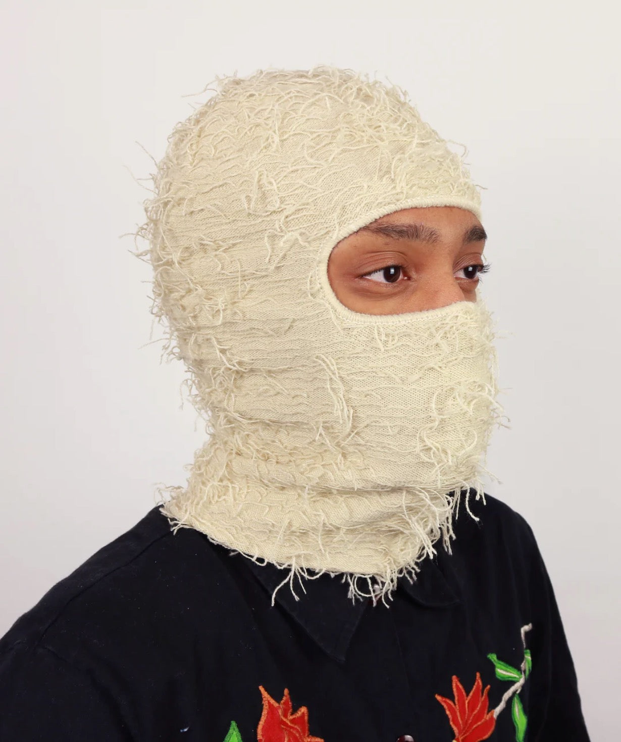 Frayed Cream Balaclava