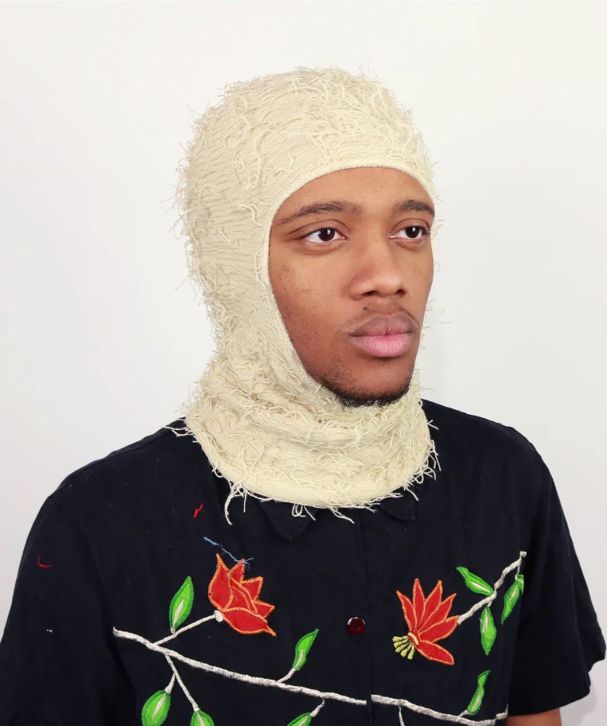 Frayed Cream Balaclava