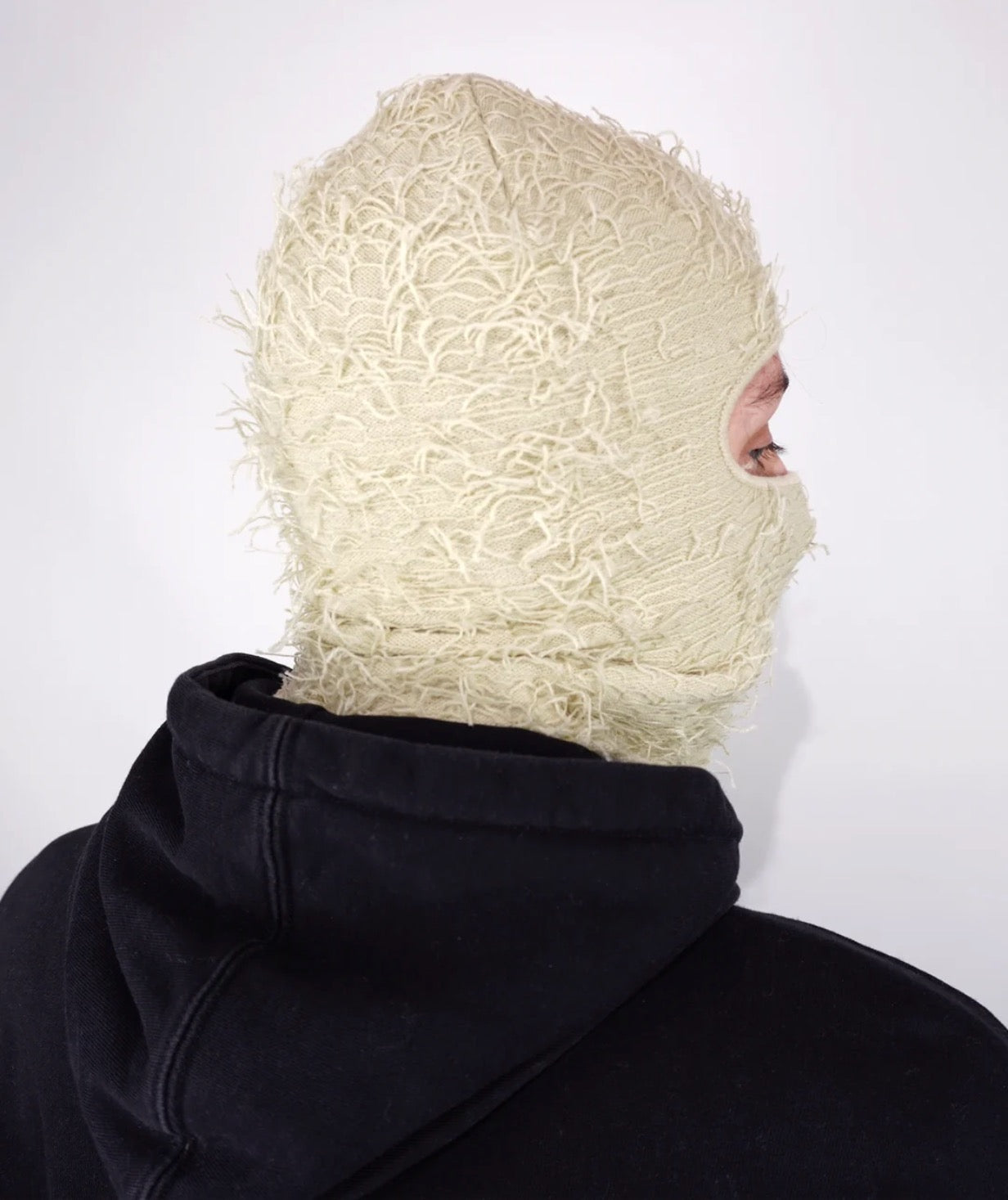 Frayed Cream Balaclava