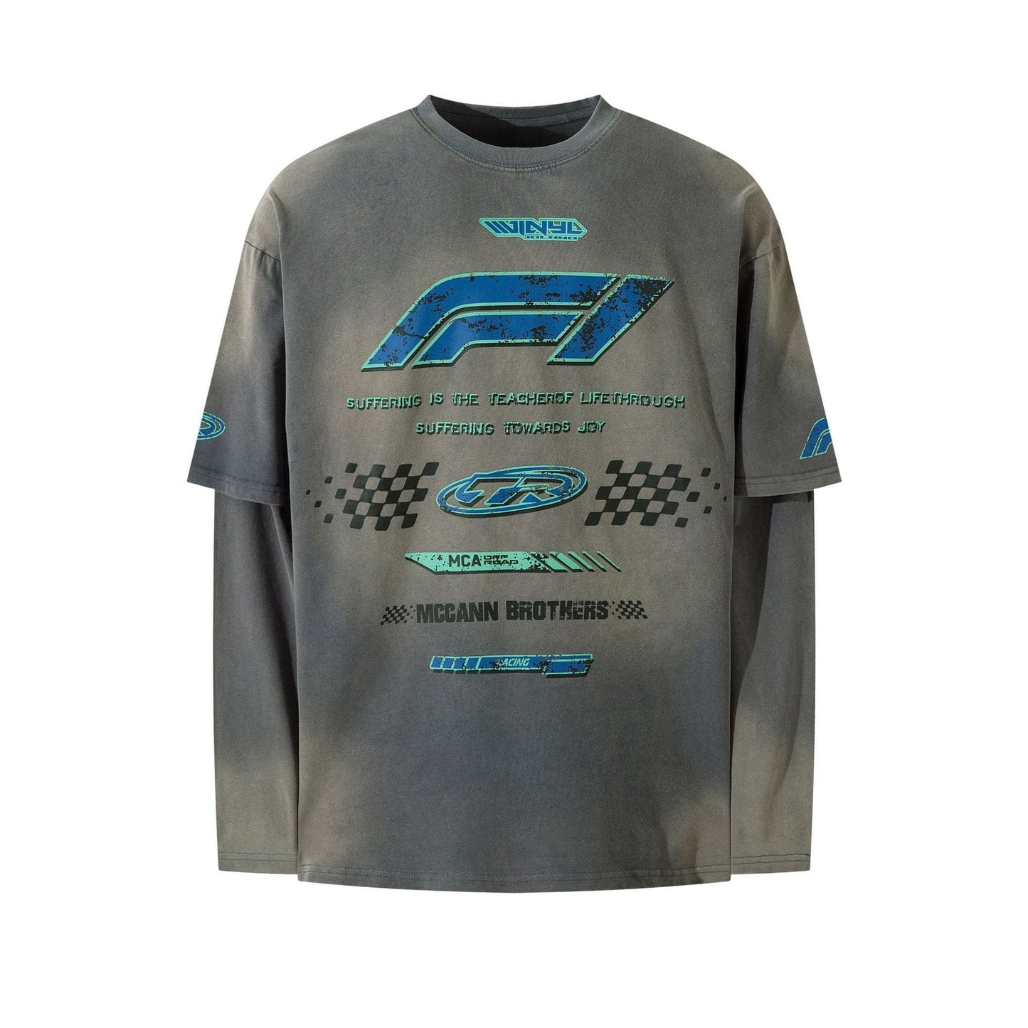 Grey Racing Long Sleeve Tee