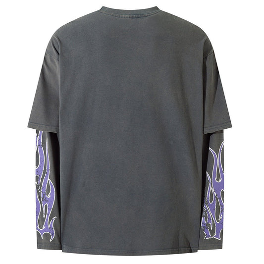 Purple Flames Long Sleeve Tee