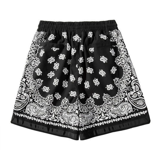 Schwarze Bandana-Shorts