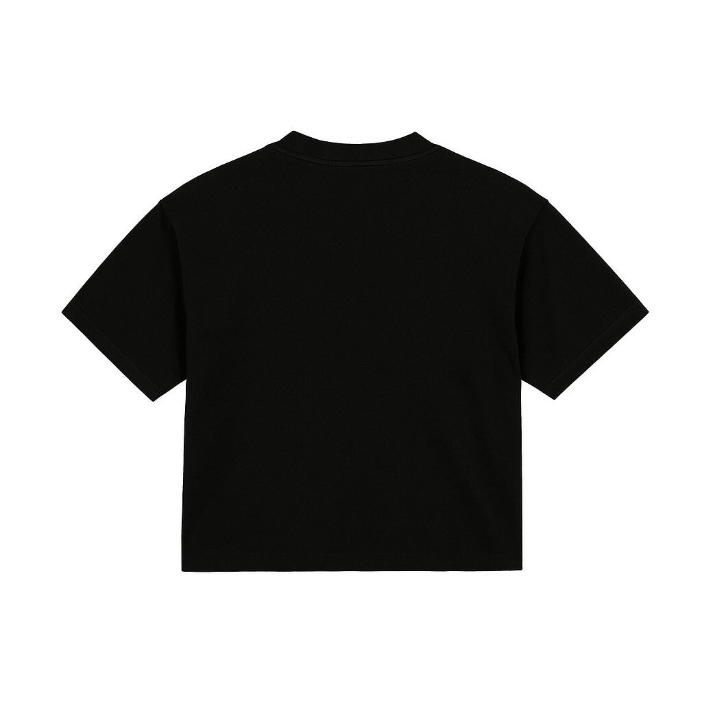 Schwarzes T-Shirt mit kastiger Passform