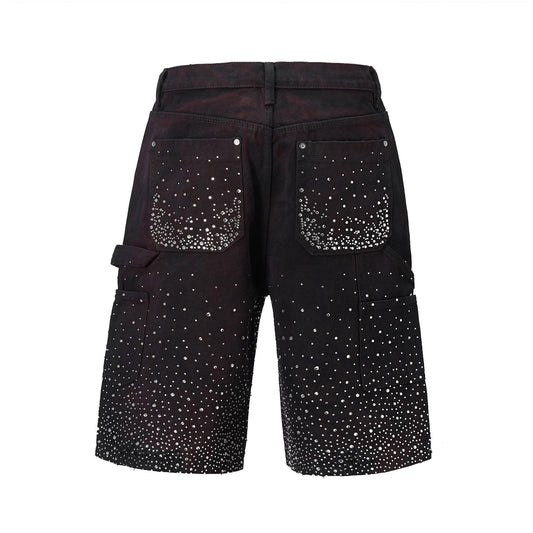 Schwarze glitzernde Shorts-Jeans
