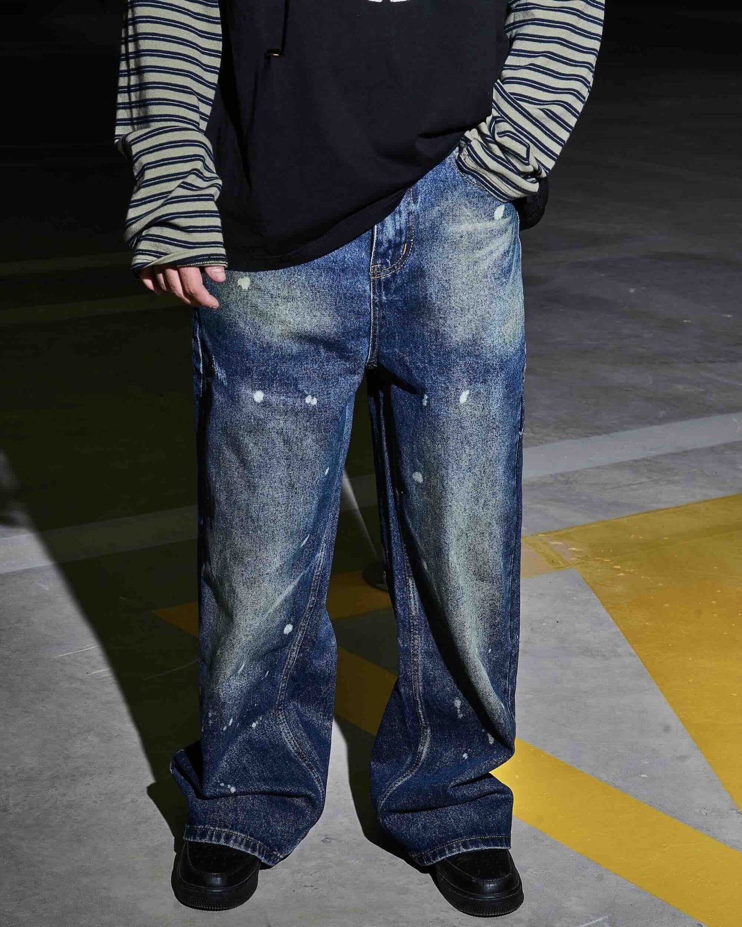 Blaue Shot Baggy Jeans