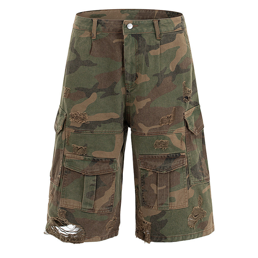 Jeansshorts mit Camouflage-Muster