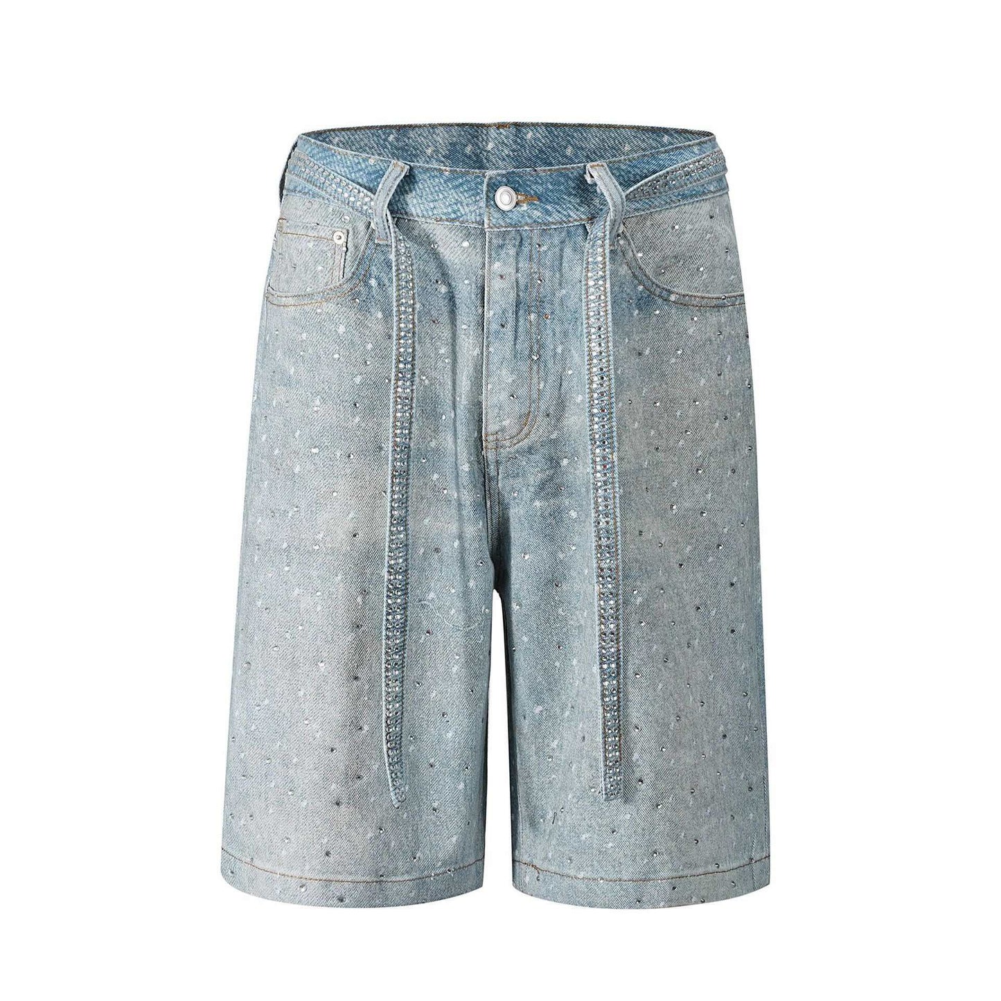 Blaue Jeansshorts mit Kristallen