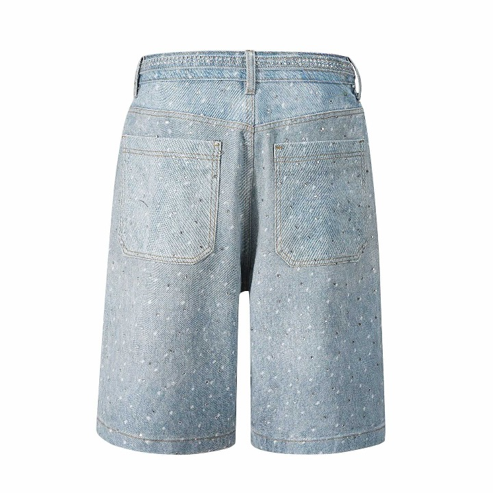 Blaue Jeansshorts mit Kristallen