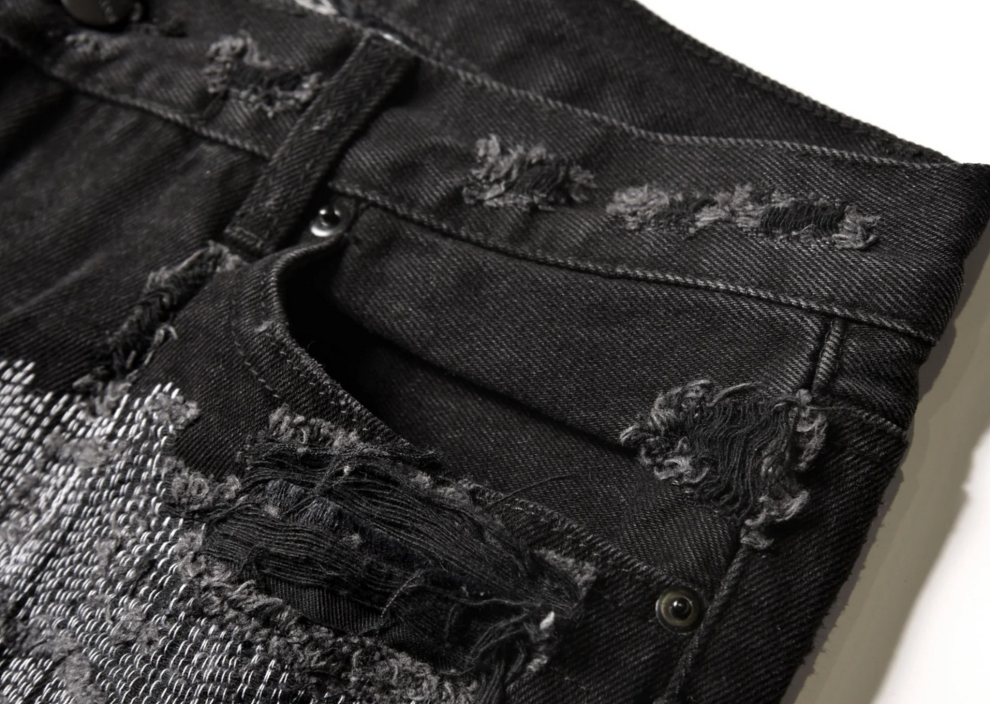 Schwarze Distressed Jeans