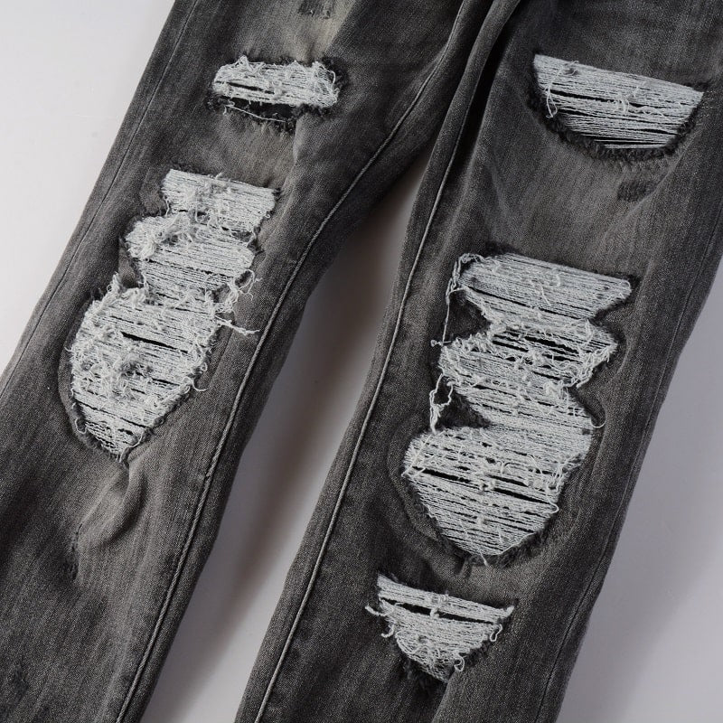 Graue Lederjeans