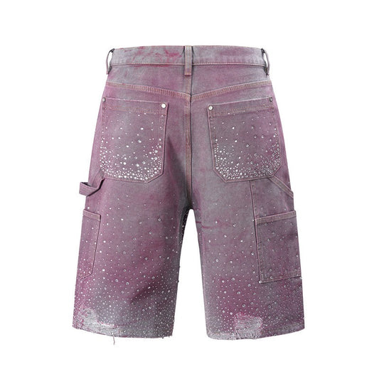 Rosa glitzernde Shorts-Jeans