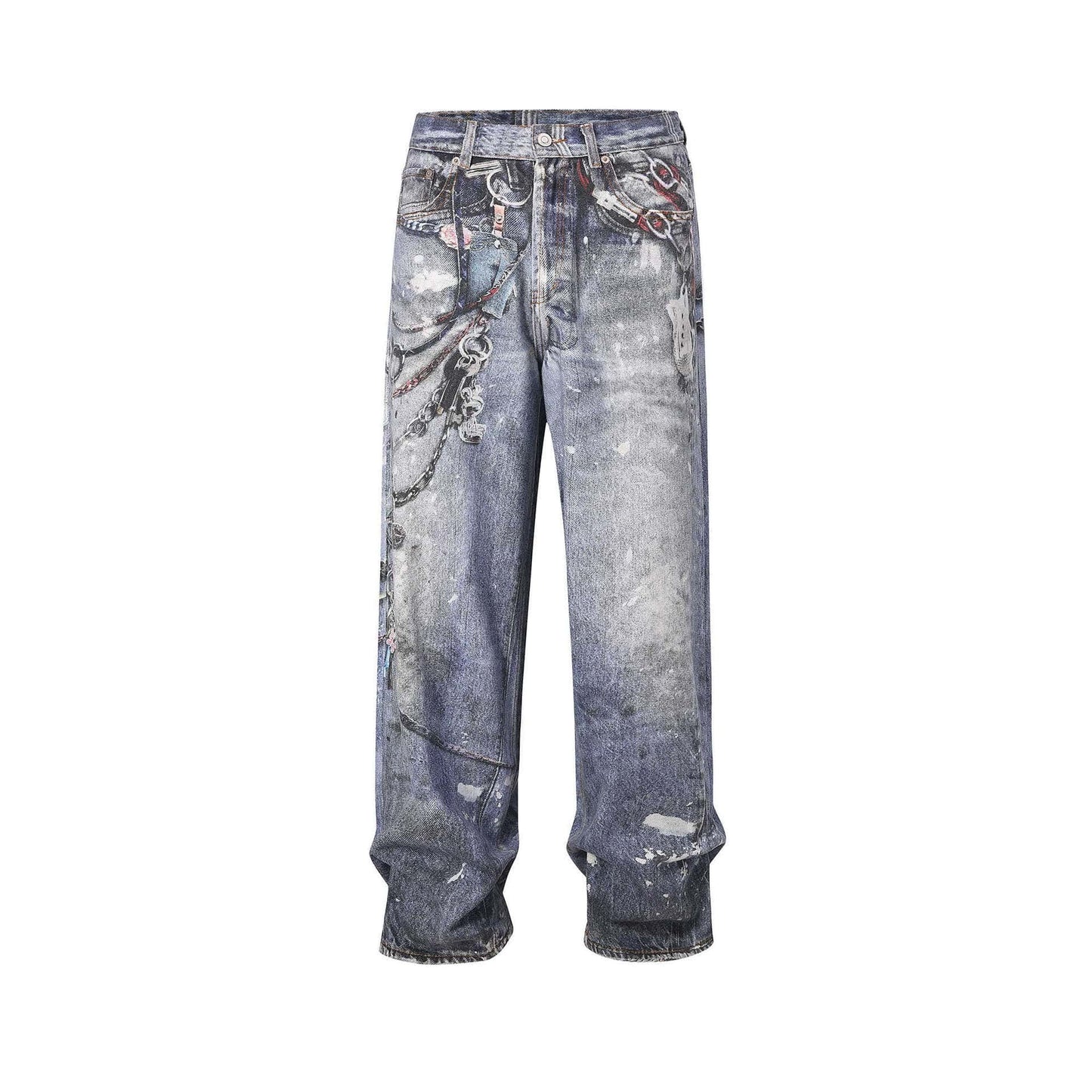 Entriegelte Baggy-Jeans