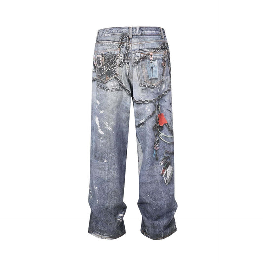 Entriegelte Baggy-Jeans