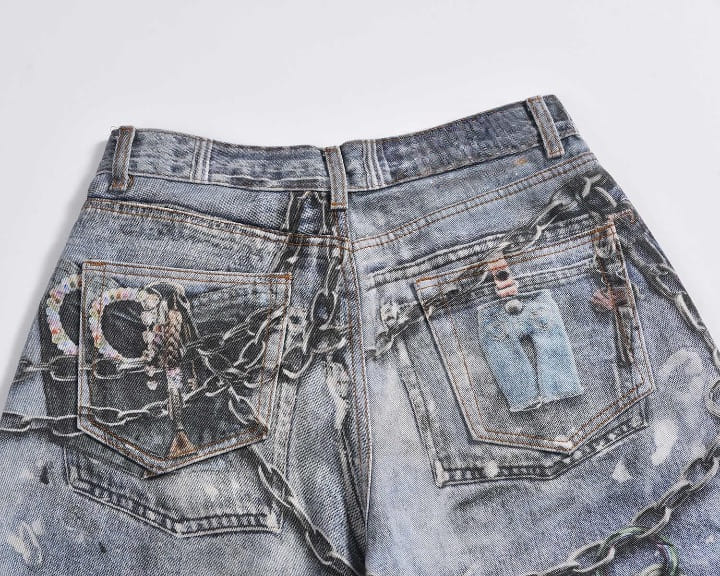 Entriegelte Baggy-Jeans