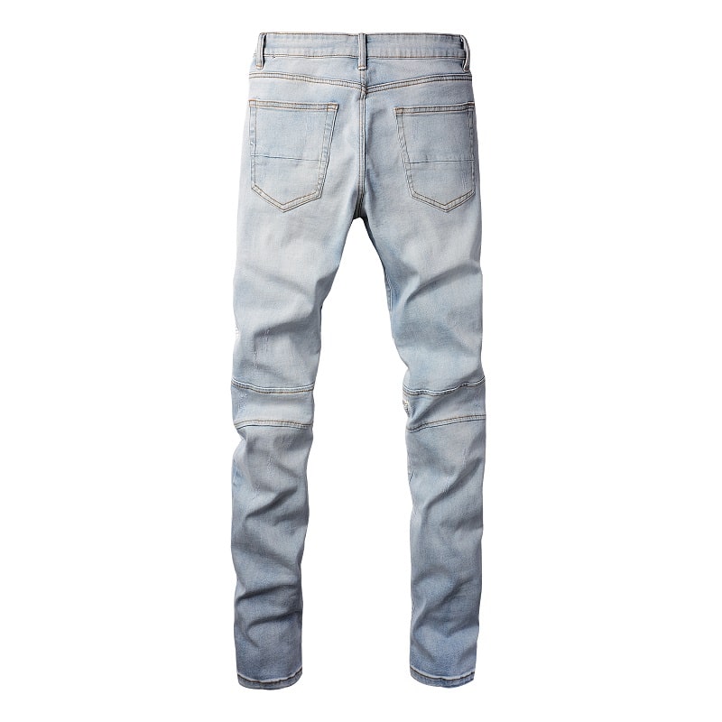 Weiße Biker Jeans