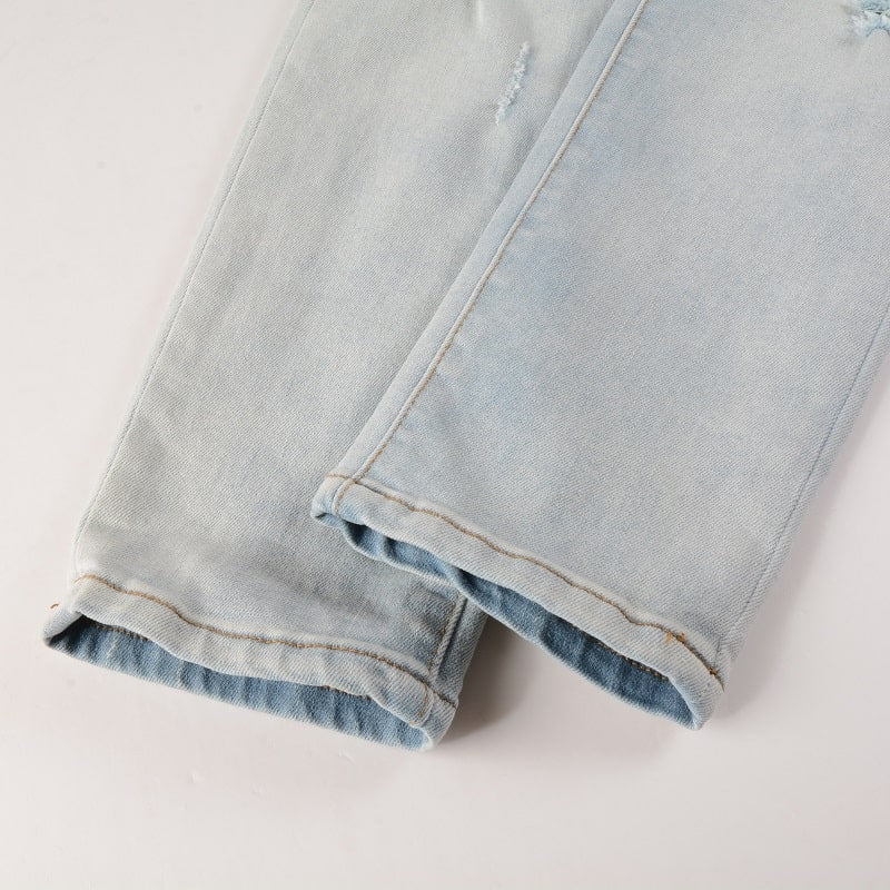 Weiße Patch-Jeans