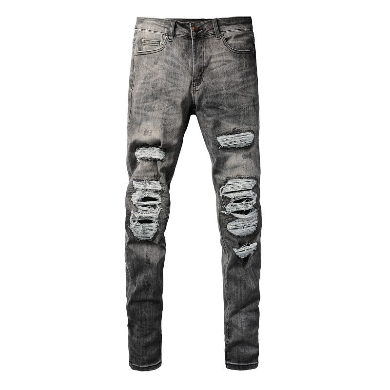 Grey Leather Jeans