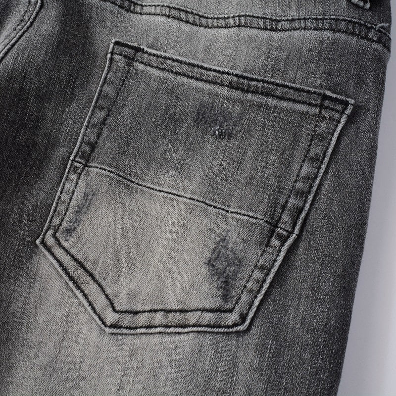 Grey Leather Jeans
