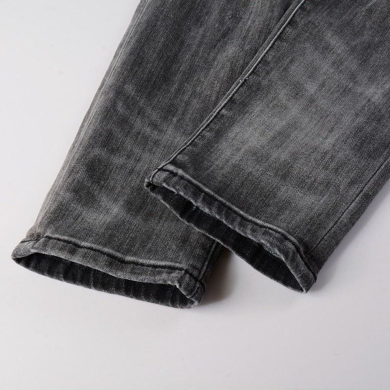 Grey Leather Jeans