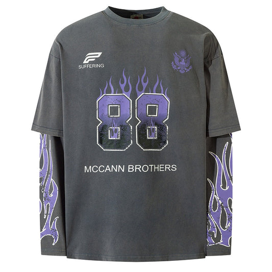 Purple Flames Long Sleeve Tee