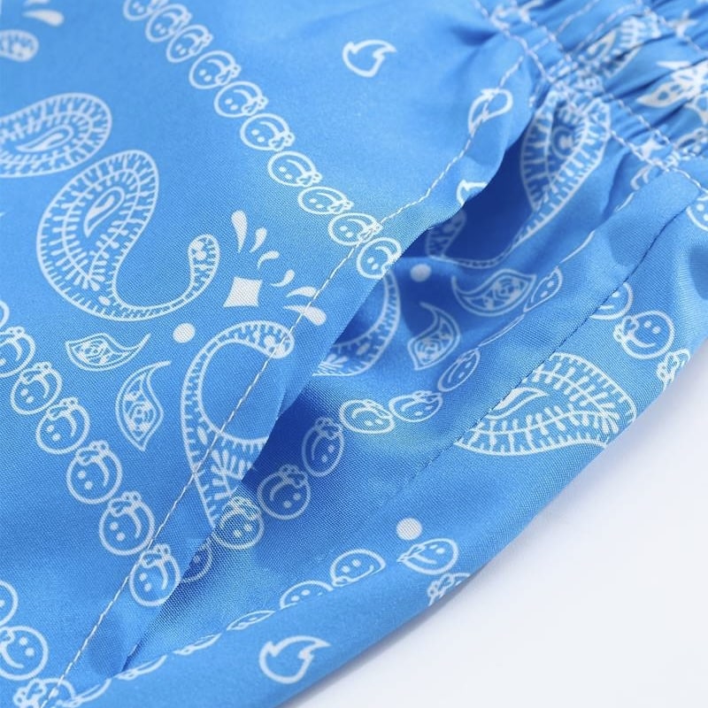 Azurblaue Bandana-Badeshorts