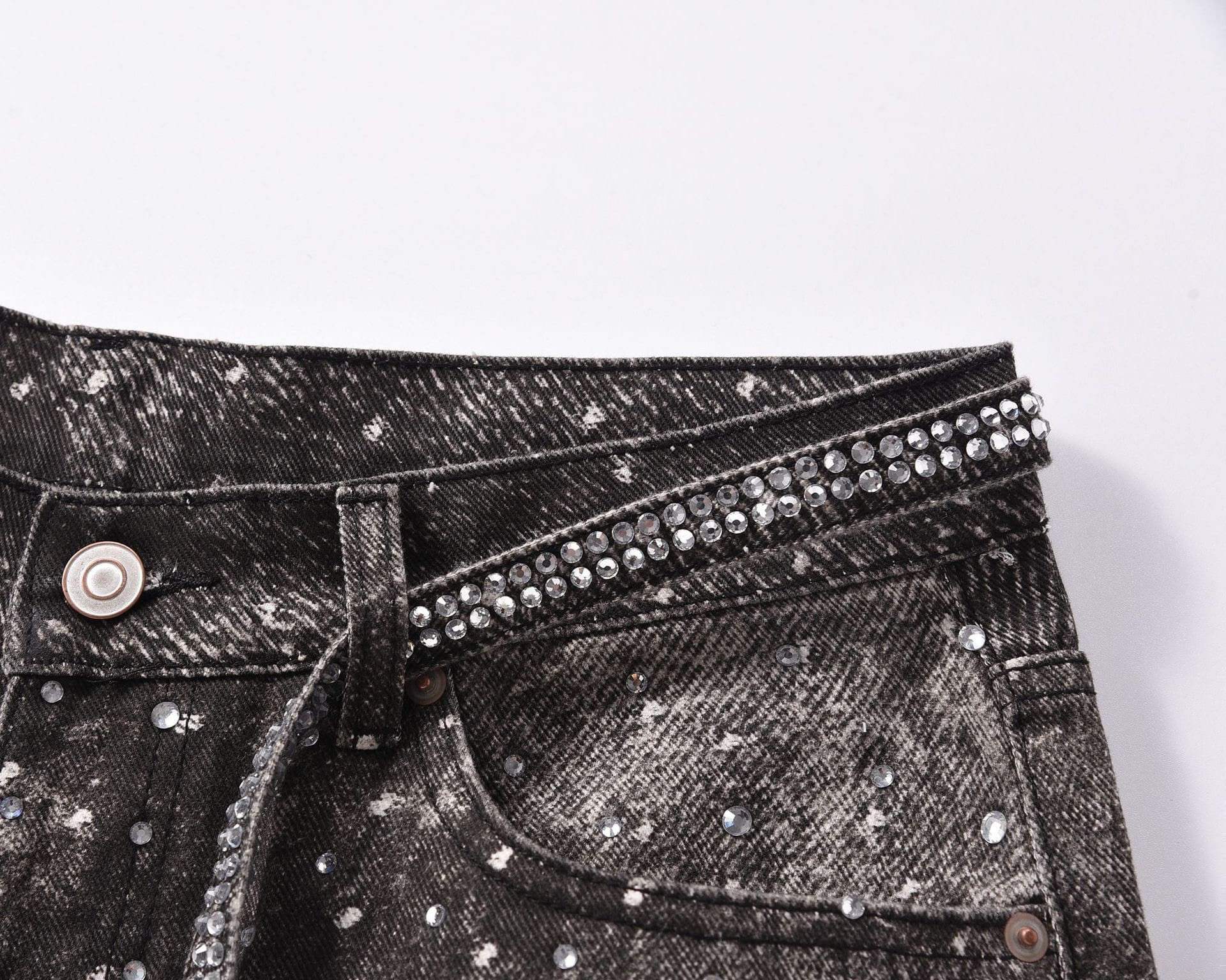 Black Crystal Baggy Jeans