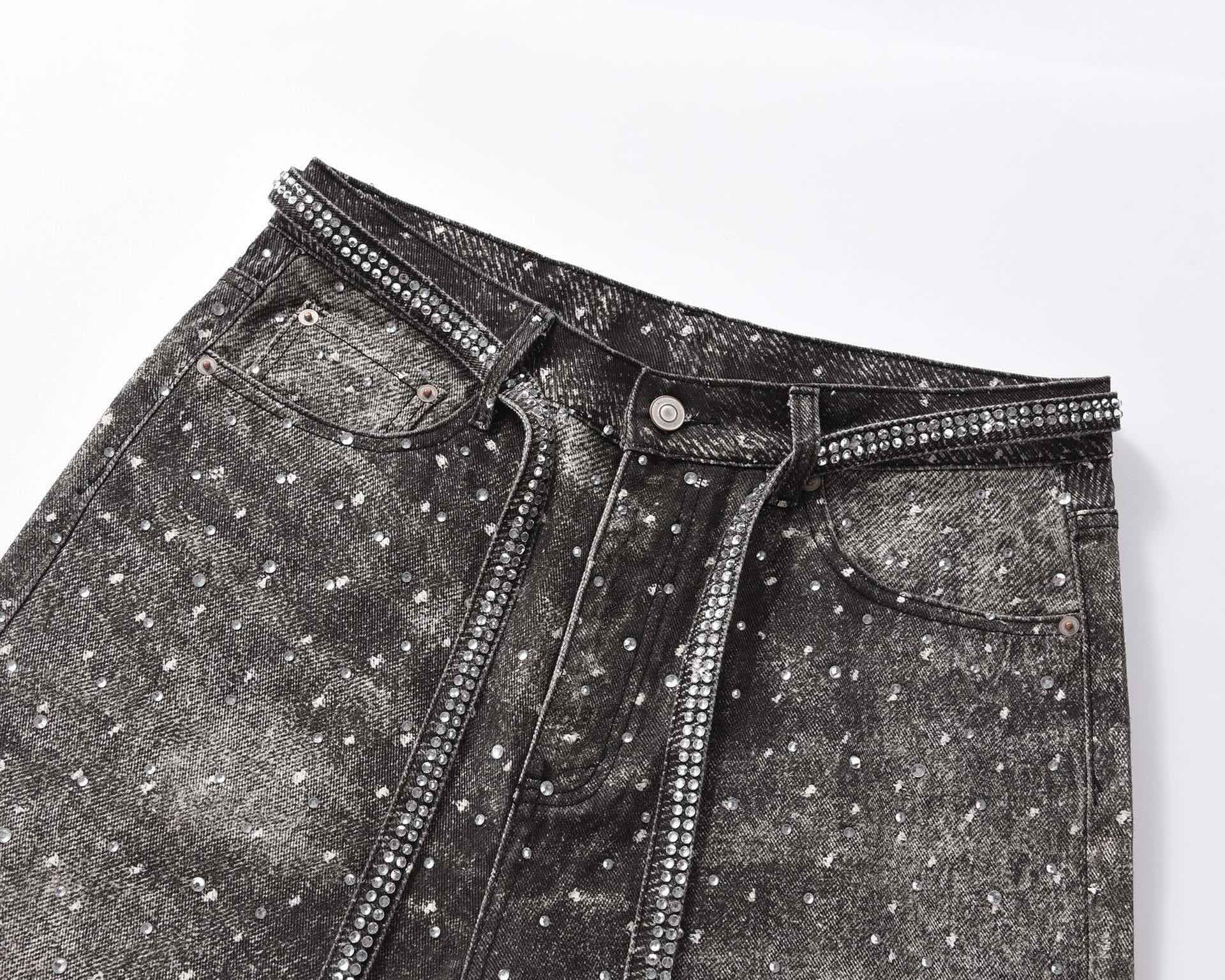 Black Crystal Baggy Jeans