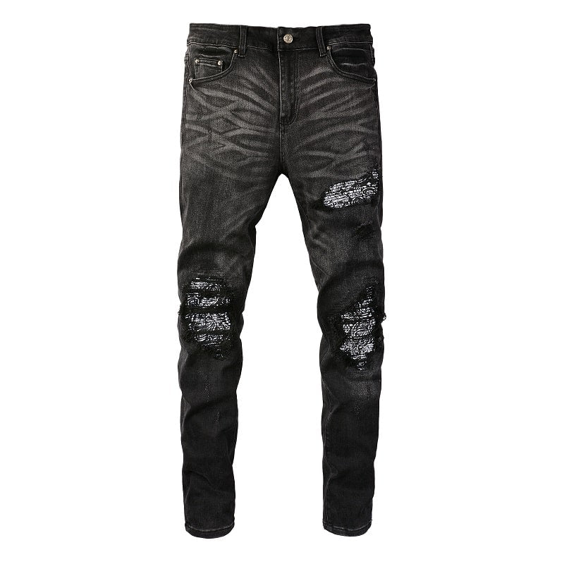 Schwarze Blumenjeans