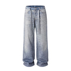 Blue Crystal Baggy Jeans