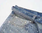 Blue Crystal Baggy Jeans