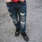 Blue Tear Patch Jeans