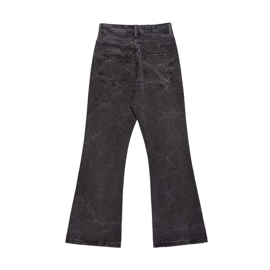 Crack Wash Flare Jeans