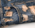 Distressed Cream Jeans