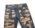 Distressed Cream Jeans