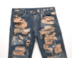 Distressed Cream Jeans