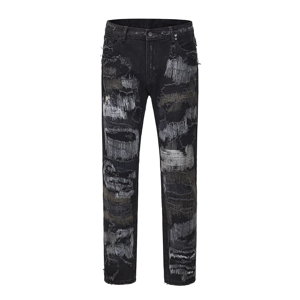 Schwarze Distressed Jeans