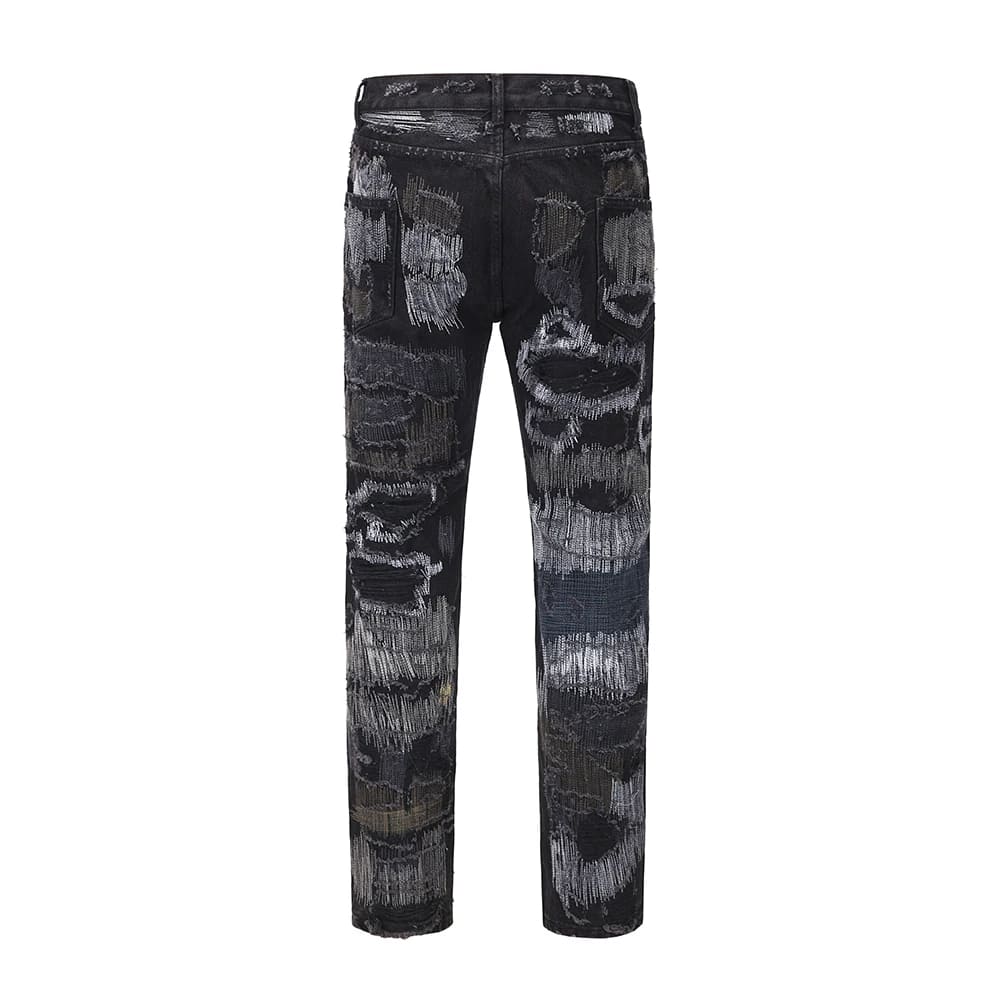 Schwarze Distressed Jeans