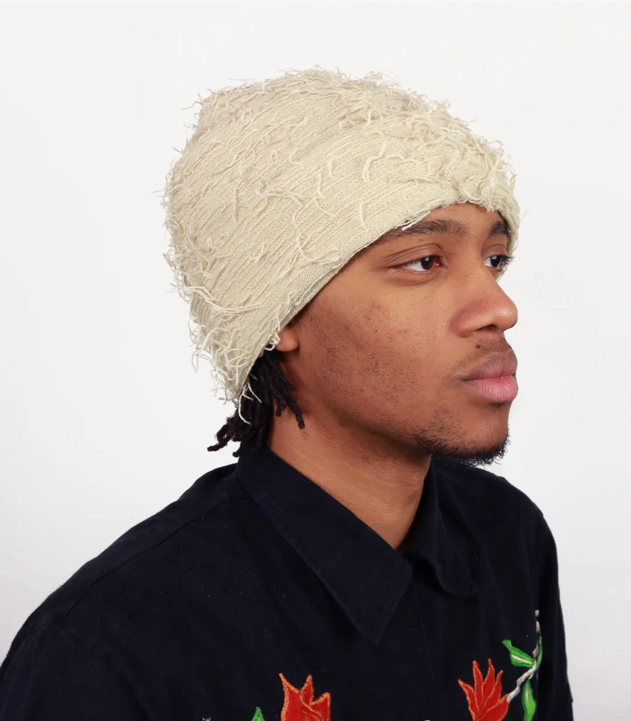 Frayed Cream Balaclava