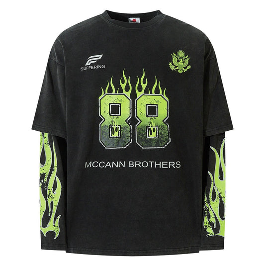 Green Flames Long Sleeve Tee