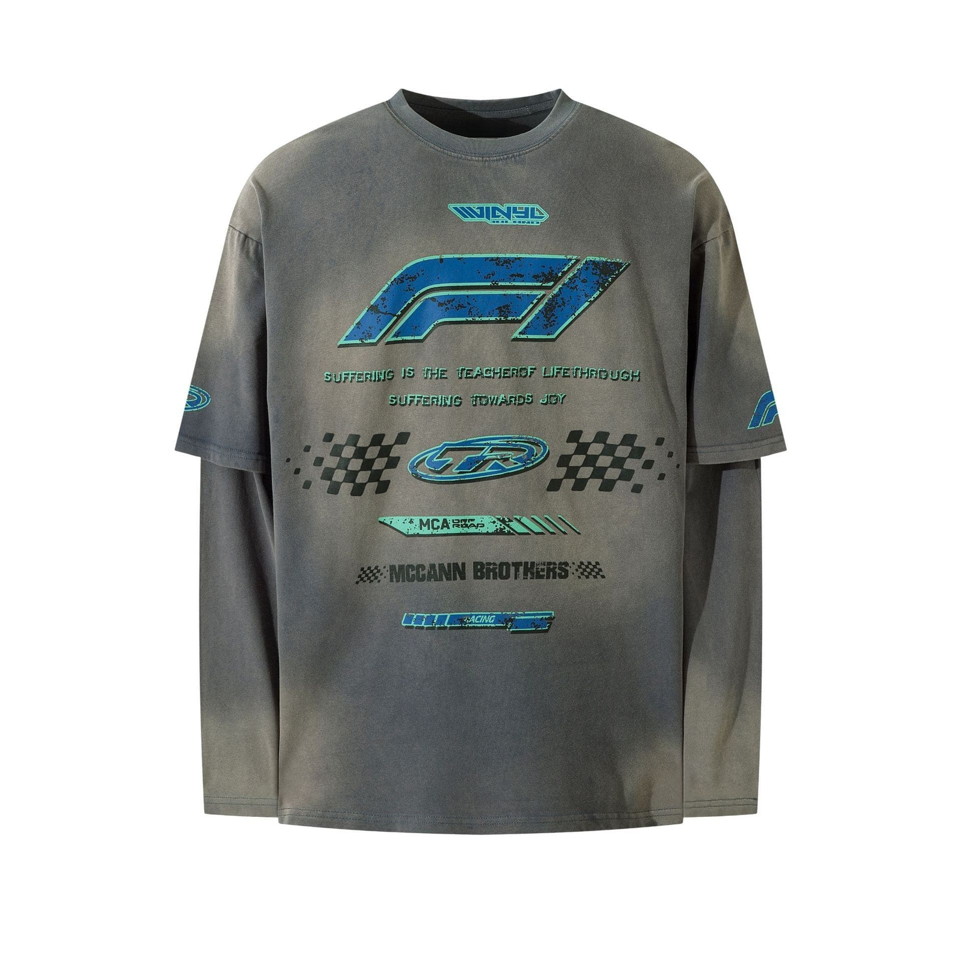 Grey Racing Long Sleeve Tee