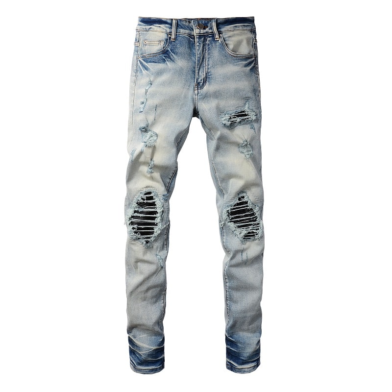 Leather Patch Jeans