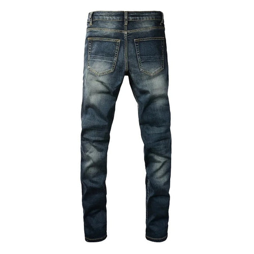 Dark Leather Patch Jeans