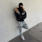 Light Leather Patch Jeans