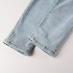 Light Leather Patch Jeans