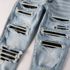 Light Leather Patch Jeans