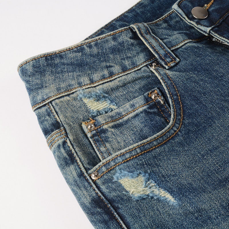 Blue Tear Patch Jeans
