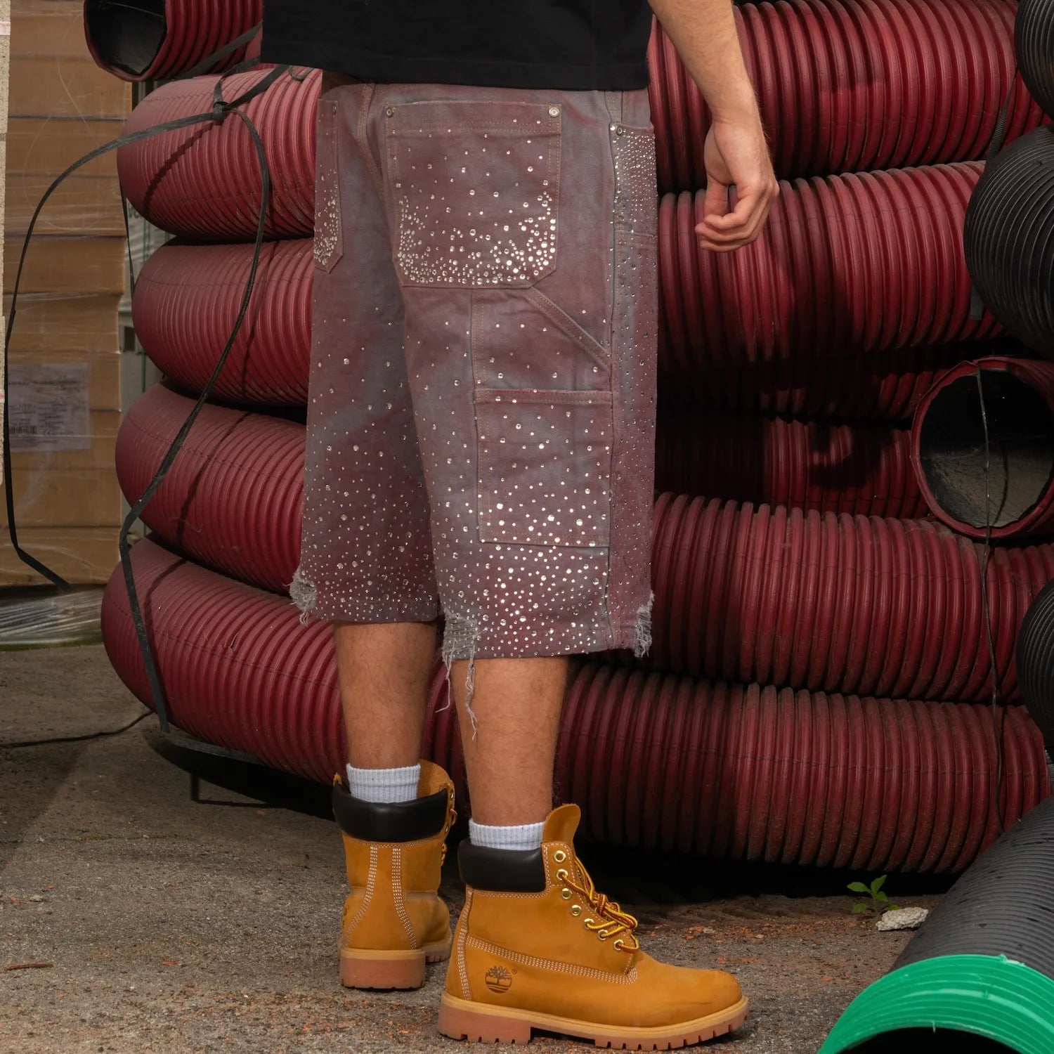 Pink Sparkly Shorts Jeans