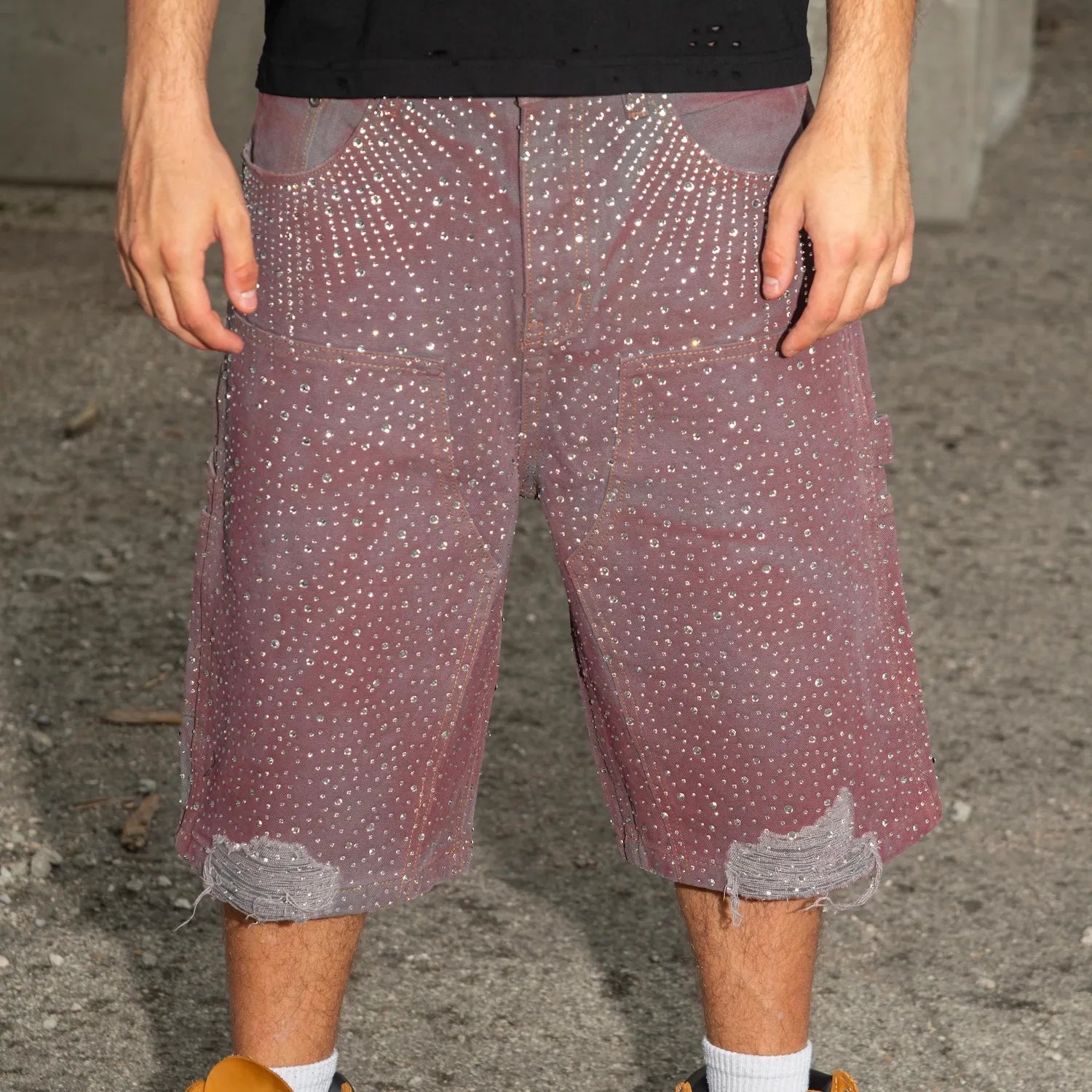 Pink Sparkly Shorts Jeans