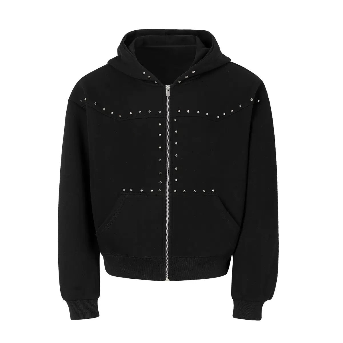 Hoodie mit Nieten in Schwarz