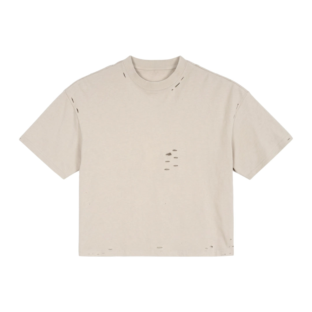 Beige Cut Boxy Fit T-shirt